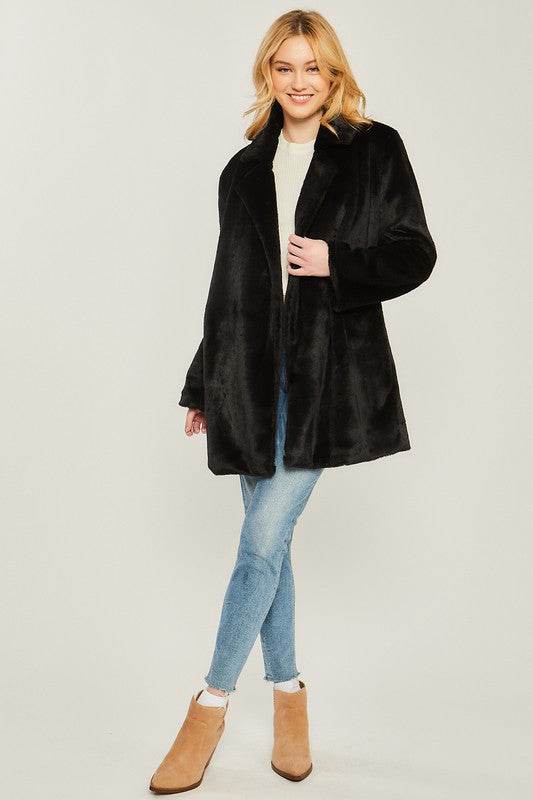 Love Tree Woven Solid Teddy Collar Coat - Rosa Apparel