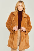 Love Tree Woven Solid Teddy Collar Coat - Rosa Apparel