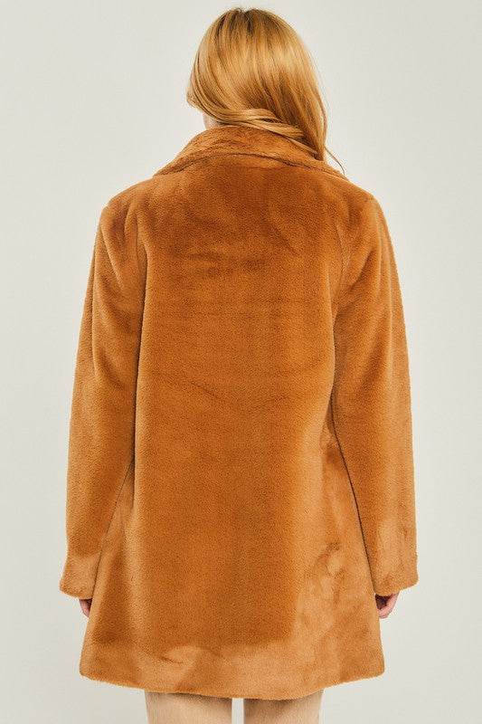 Love Tree Woven Solid Teddy Collar Coat - Rosa Apparel