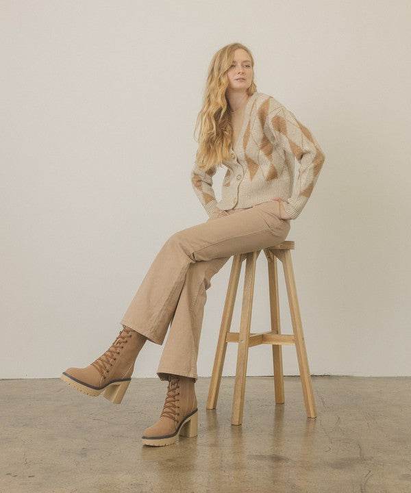 OASIS SOCIETY Jenna - Platform Military Boots - Rosa Apparel