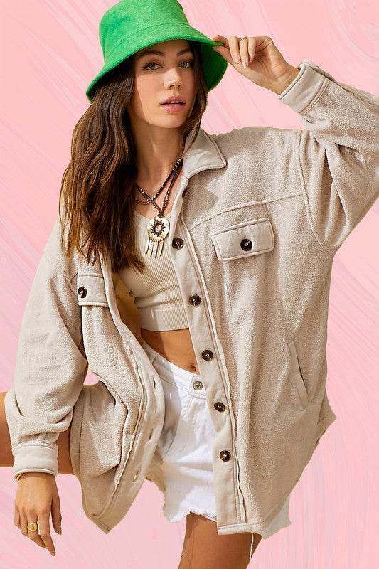La Miel Sunset Fleece Collard Relaxed Jacket - Rosa Apparel