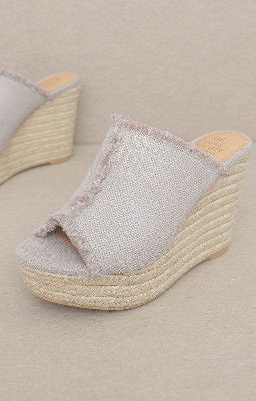 OASIS SOCIETY Bliss - Distressed Linen Wedge - Rosa Apparel