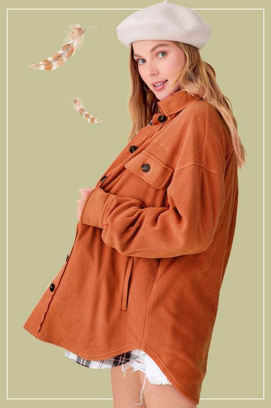 La Miel Sunset Fleece Collard Relaxed Jacket - Rosa Apparel