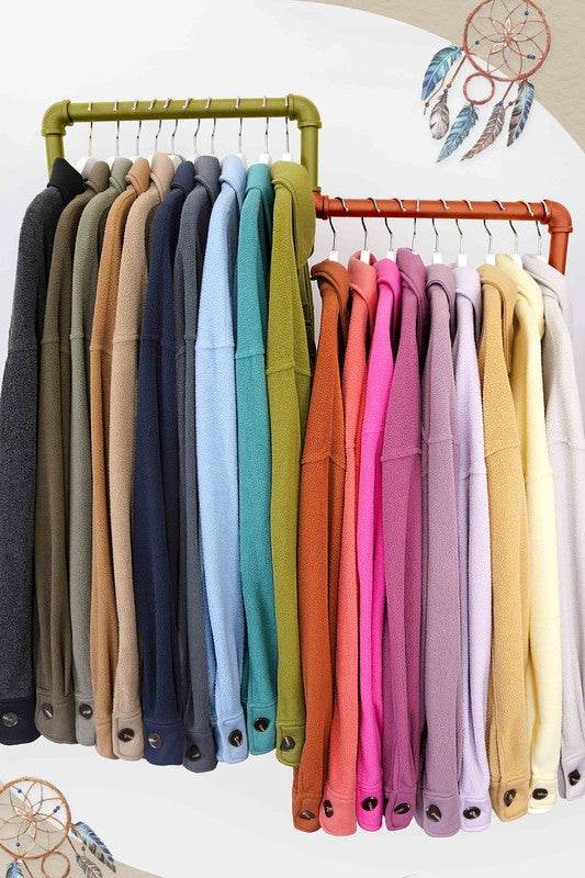 La Miel Sunset Fleece Collard Relaxed Jacket - Rosa Apparel