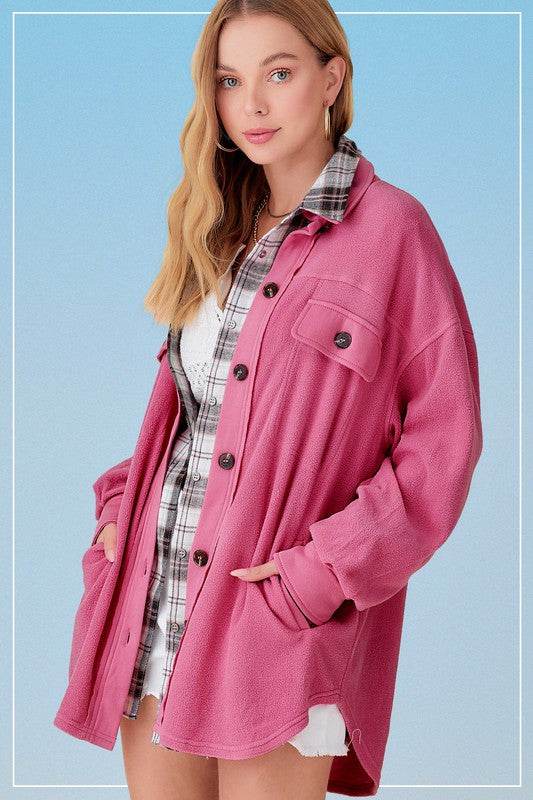 La Miel Sunset Fleece Collard Relaxed Jacket - Rosa Apparel