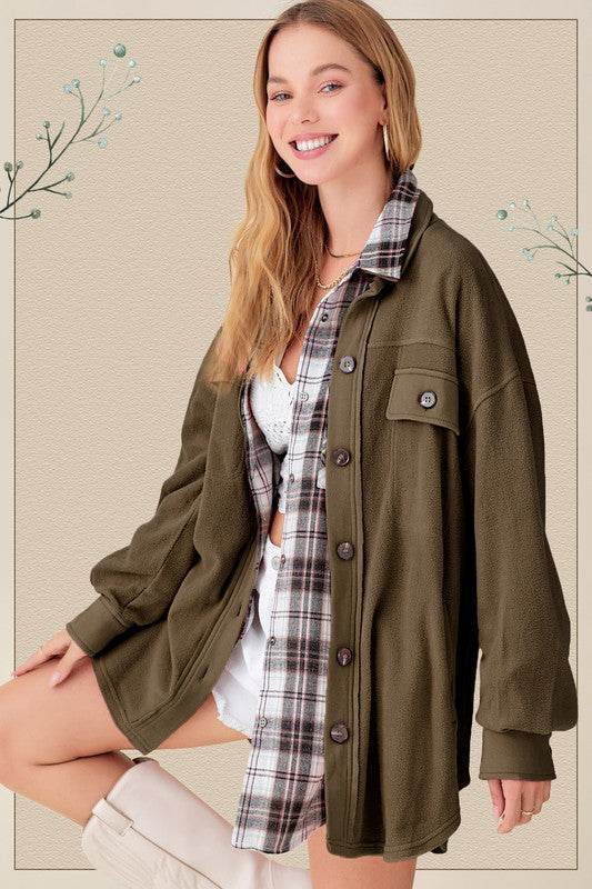 La Miel Sunset Fleece Collard Relaxed Jacket - Rosa Apparel