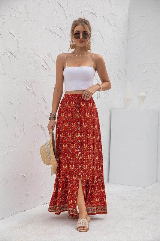 Womens Print Maxi Skirt - Rosa Apparel