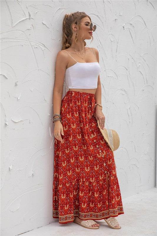 Womens Print Maxi Skirt - Rosa Apparel