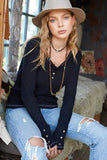 La Miel Casual Leah Ribbed Round Neck Long Sleeves Top - Rosa Apparel