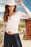 La Miel Casual Leah Ribbed Round Neck Long Sleeves Top - Rosa Apparel