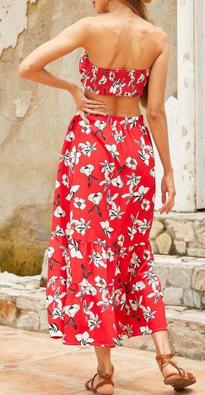 Annva USA Summer Floral Women's Long Skirt And Bra Set - Rosa Apparel