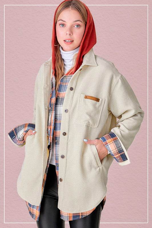 La Miel Madera Collared Long Sleeves Shacket - Rosa Apparel