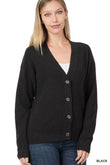 Zenana Viscose V-Neck Drop Shoulder Sweater Cardigan - Rosa Apparel