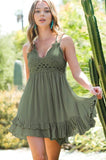 La Miel Monterey Bohemian V-Neck Sleeveless Crochet Mini Dress - Rosa Apparel