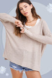 La Miel Winnie Casual Relaxed Scoop Neck Sweater - Rosa Apparel