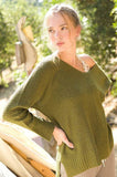 La Miel Winnie Casual Relaxed Scoop Neck Sweater - Rosa Apparel