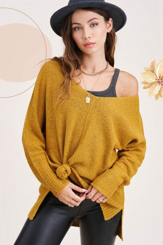 La Miel Winnie Casual Relaxed Scoop Neck Sweater - Rosa Apparel