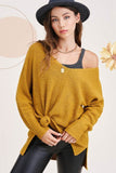 La Miel Winnie Casual Relaxed Scoop Neck Sweater - Rosa Apparel