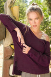 La Miel Winnie Casual Relaxed Scoop Neck Sweater - Rosa Apparel