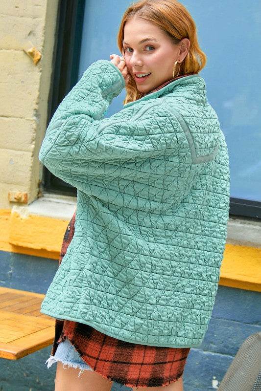 La Miel Rosie Oversized Collar Quilted Jacket - Rosa Apparel