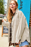 La Miel Daisy Collar Neck Hip Length Long Sleeves Jacket - Rosa Apparel