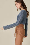 Mustard Seed Knitted V-Neck Washed Crop Sweater - Rosa Apparel