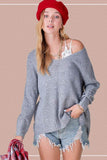 La Miel Winnie Casual Relaxed Scoop Neck Sweater - Rosa Apparel