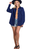 Zenana Oversize Corduroy Loose High Low Hem Collar Shacket - Rosa Apparel