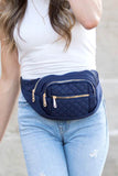 Aili's Corner Quilted Belt Sling Bum Pocketed Polyester Bag - Rosa Apparel
