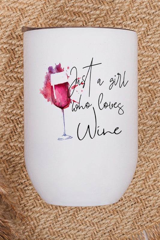 Just a Girl Who Loves Wine Graphic Wine Tumbler - Rosa Apparel