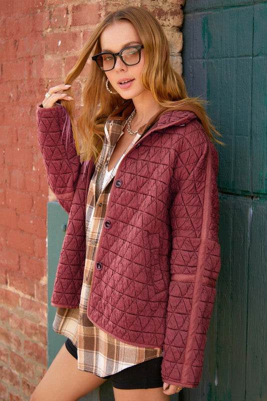La Miel Rosie Oversized Collar Quilted Jacket - Rosa Apparel
