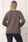 Drop Shoulder Button Sleeve Detail Sweater Top By EG Fashion - Rosa Apparel