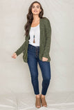 Plus Solid Drape Pocket Long Sleeves Cardigan By EG Fashion - Rosa Apparel