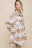 Love Tree Plaid Bust Collar Pocket Shacket - Rosa Apparel