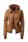 Annva USA Women's Hood PU Leather Jacket - Rosa Apparel