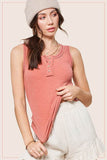 La Miel Casual Sleeveless Round Neck Kealy Tank Top - Rosa Apparel