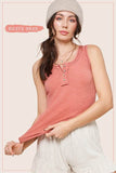 La Miel Casual Sleeveless Round Neck Kealy Tank Top - Rosa Apparel