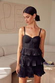 Do + Be Elegant Tiered Lace Knitted A-Line Sweetheart Neck Mini Dress - Rosa Apparel