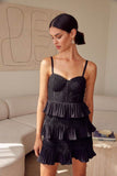 Do + Be Elegant Tiered Lace Knitted A-Line Sweetheart Neck Mini Dress - Rosa Apparel
