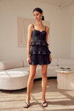 Do + Be Elegant Tiered Lace Knitted A-Line Sweetheart Neck Mini Dress - Rosa Apparel