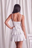 Do + Be Elegant Tiered Lace Knitted A-Line Sweetheart Neck Mini Dress - Rosa Apparel