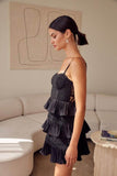 Do + Be Elegant Tiered Lace Knitted A-Line Sweetheart Neck Mini Dress - Rosa Apparel
