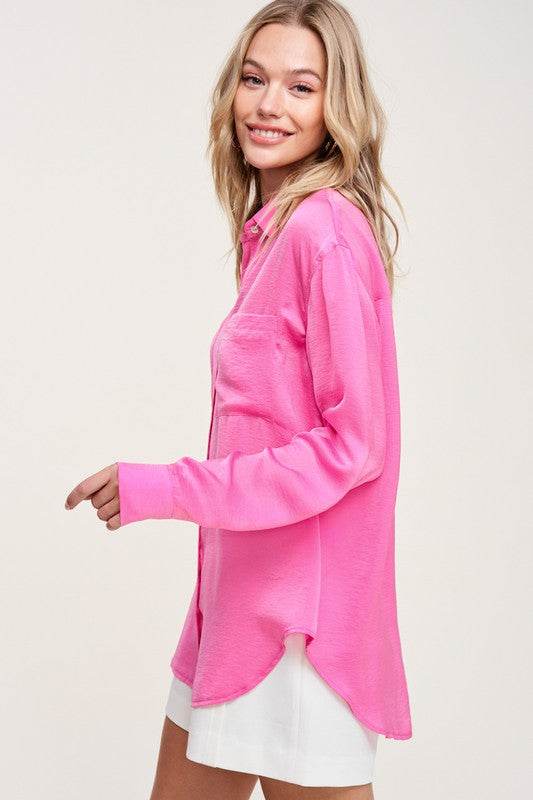 La Miel Elegant Collar Long Sleeves Hazel Button-Down Shirt - Rosa Apparel