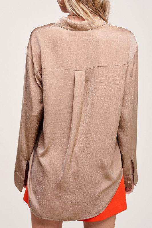 La Miel Elegant Collar Long Sleeves Hazel Button-Down Shirt - Rosa Apparel