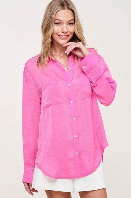 La Miel Elegant Collar Long Sleeves Hazel Button-Down Shirt - Rosa Apparel