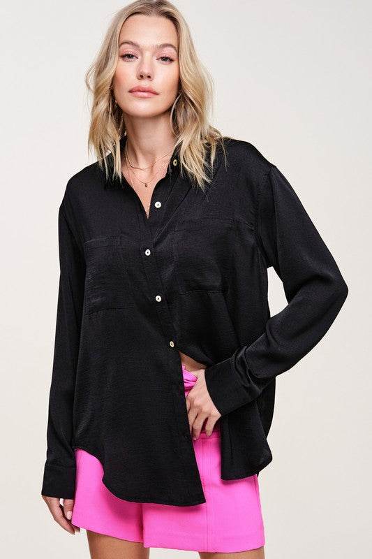 La Miel Elegant Collar Long Sleeves Hazel Button-Down Shirt - Rosa Apparel