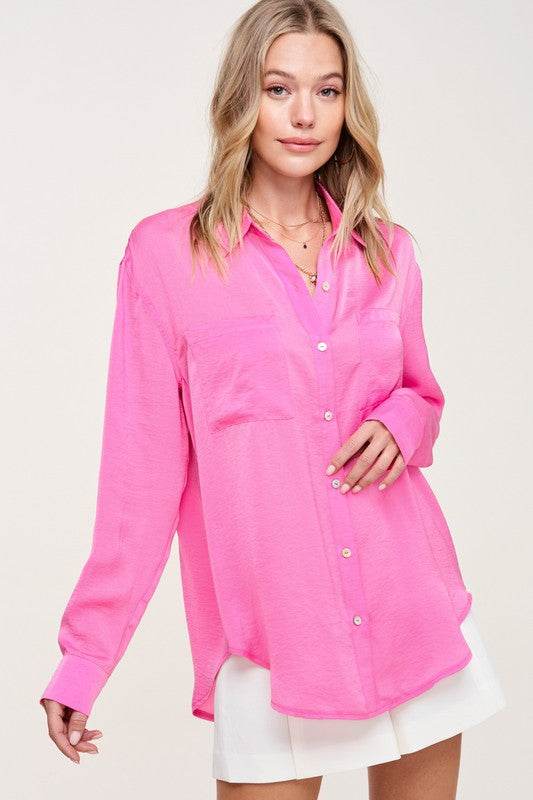 La Miel Elegant Collar Long Sleeves Hazel Button-Down Shirt - Rosa Apparel