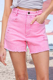 La Miel Casual Washed Regular Denim Shorts With Pockets - Rosa Apparel