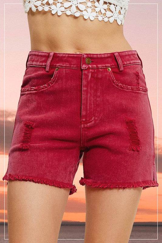 La Miel Casual Washed Regular Denim Shorts With Pockets - Rosa Apparel