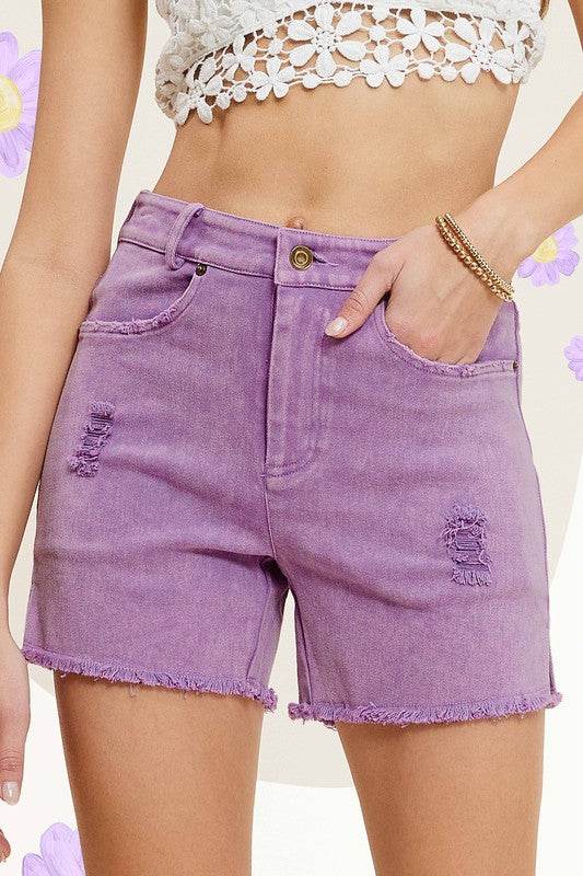 La Miel Casual Washed Regular Denim Shorts With Pockets - Rosa Apparel
